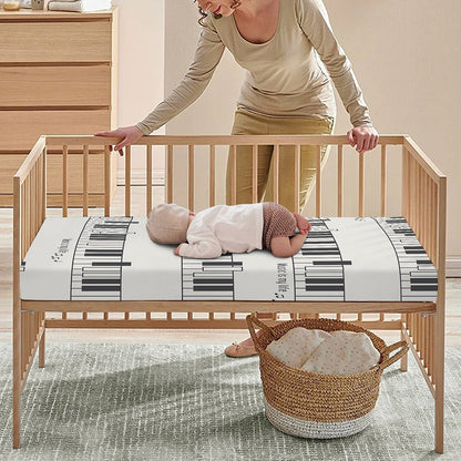 Piano Pattern Print Baby Crib Sheet