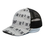 Piano Pattern Print Black Mesh Trucker Cap