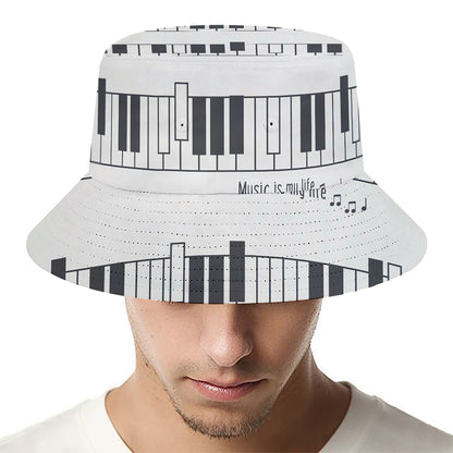 Piano Pattern Print Bucket Hat