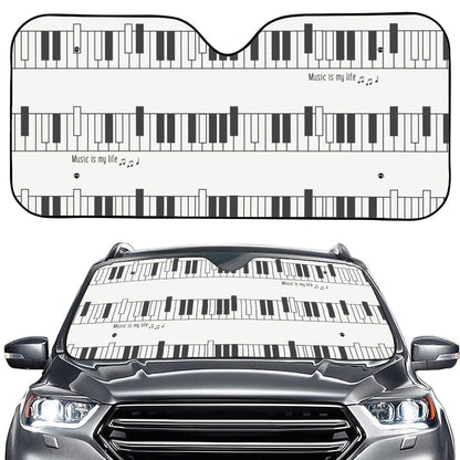 Piano Pattern Print Car Windshield Sun Shade