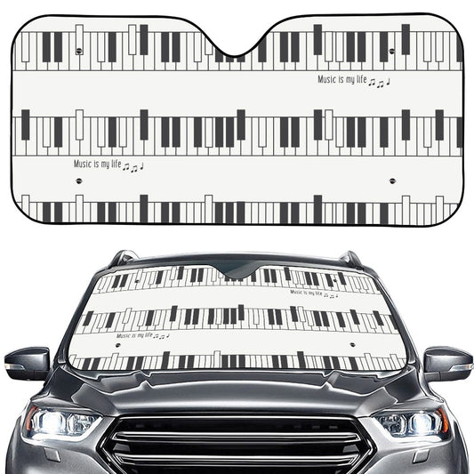 Piano Pattern Print Car Windshield Sun Shade