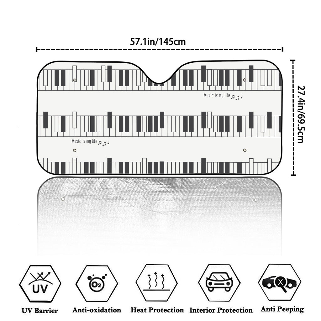 Piano Pattern Print Car Windshield Sun Shade
