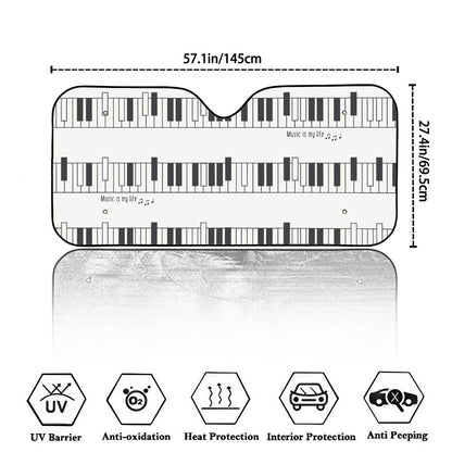 Piano Pattern Print Car Windshield Sun Shade
