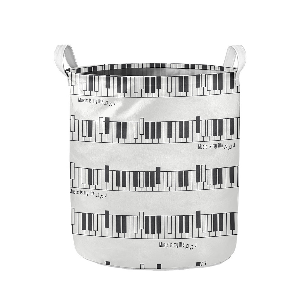 Piano Pattern Print Collapsible Laundry Basket