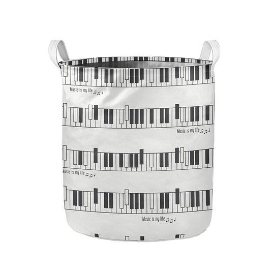 Piano Pattern Print Collapsible Laundry Basket