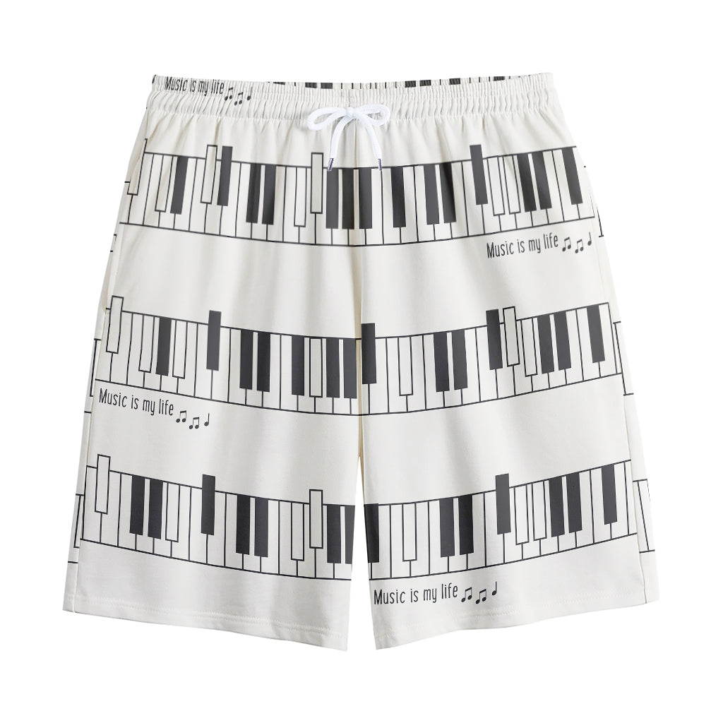 Piano Pattern Print Cotton Shorts