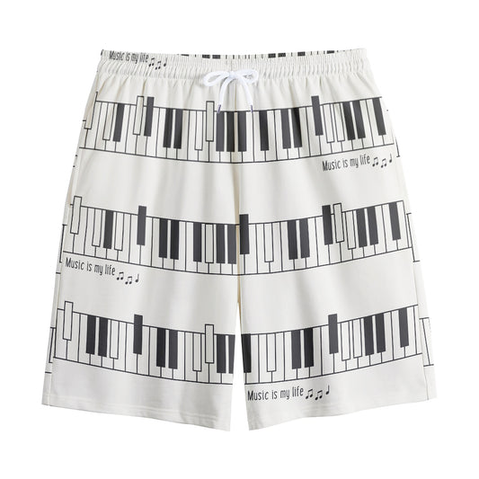 Piano Pattern Print Cotton Shorts