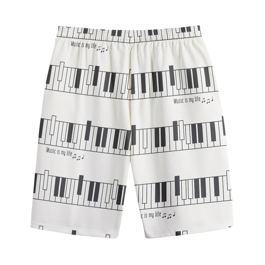 Piano Pattern Print Cotton Shorts