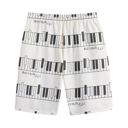 Piano Pattern Print Cotton Shorts