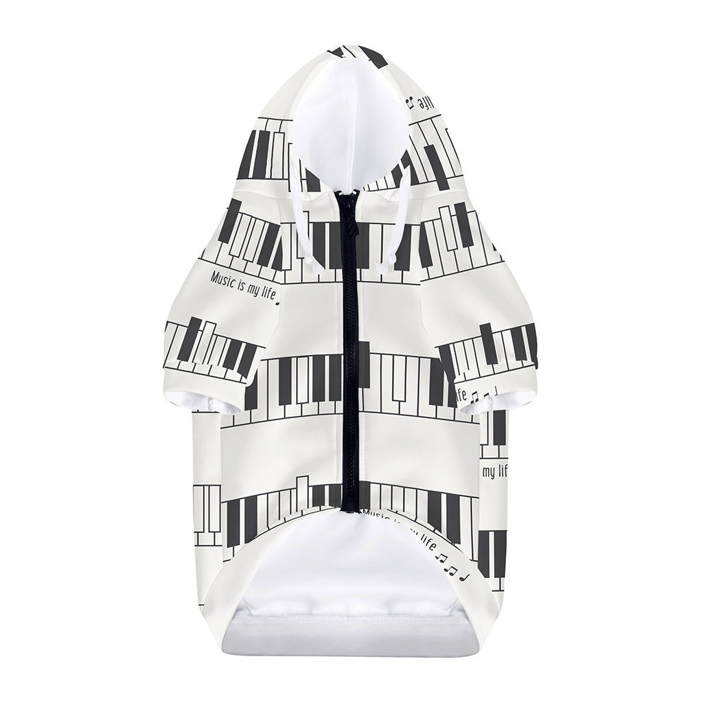 Piano Pattern Print Dog Zip Up Hoodie