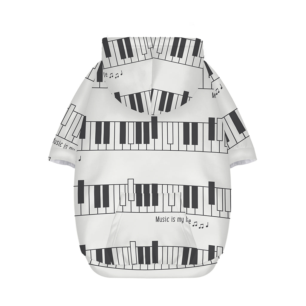 Piano Pattern Print Dog Zip Up Hoodie