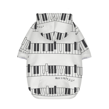 Piano Pattern Print Dog Zip Up Hoodie