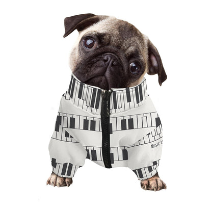 Piano Pattern Print Dog Zip Up Jacket