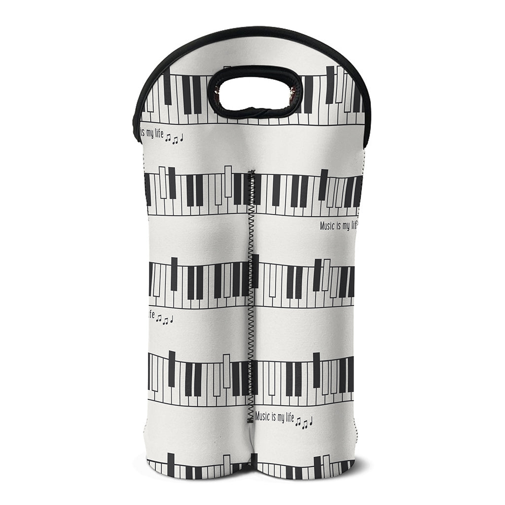 Piano Pattern Print Double Neoprene Wine Tote