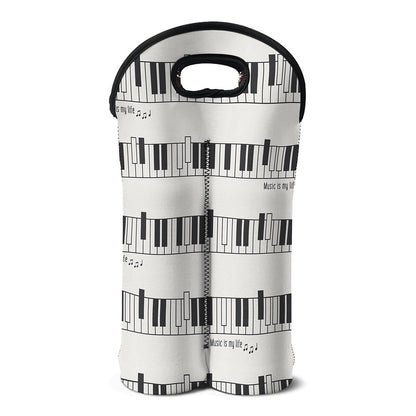 Piano Pattern Print Double Neoprene Wine Tote