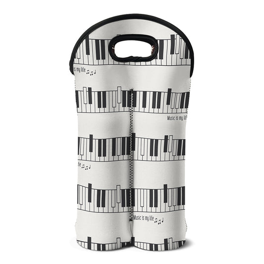 Piano Pattern Print Double Neoprene Wine Tote