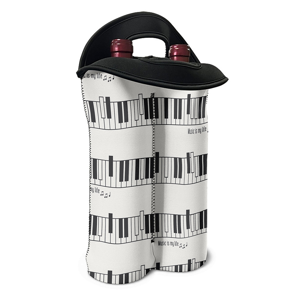 Piano Pattern Print Double Neoprene Wine Tote
