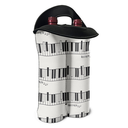 Piano Pattern Print Double Neoprene Wine Tote