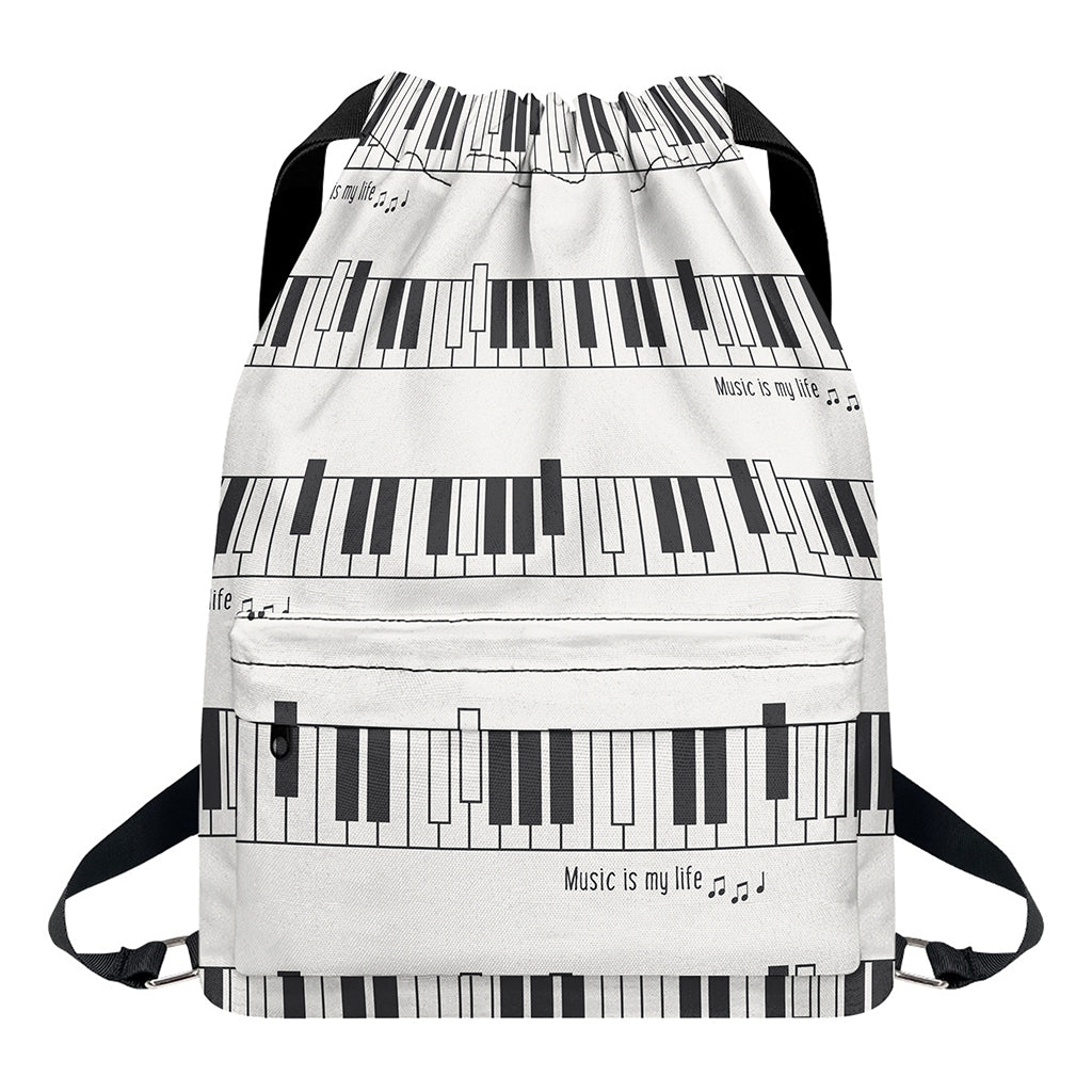 Piano Pattern Print Drawstring Backpack
