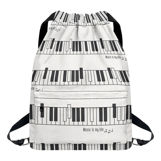 Piano Pattern Print Drawstring Backpack