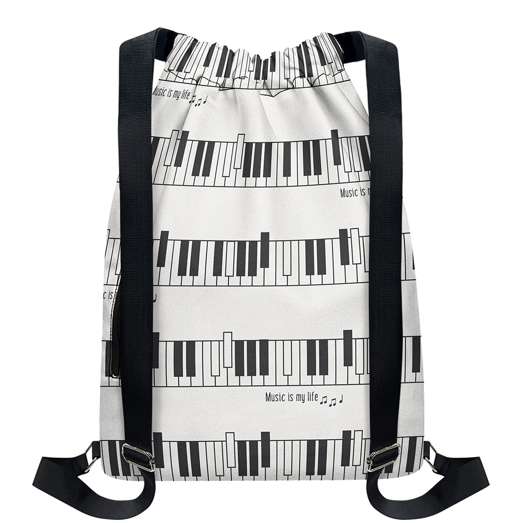 Piano Pattern Print Drawstring Backpack