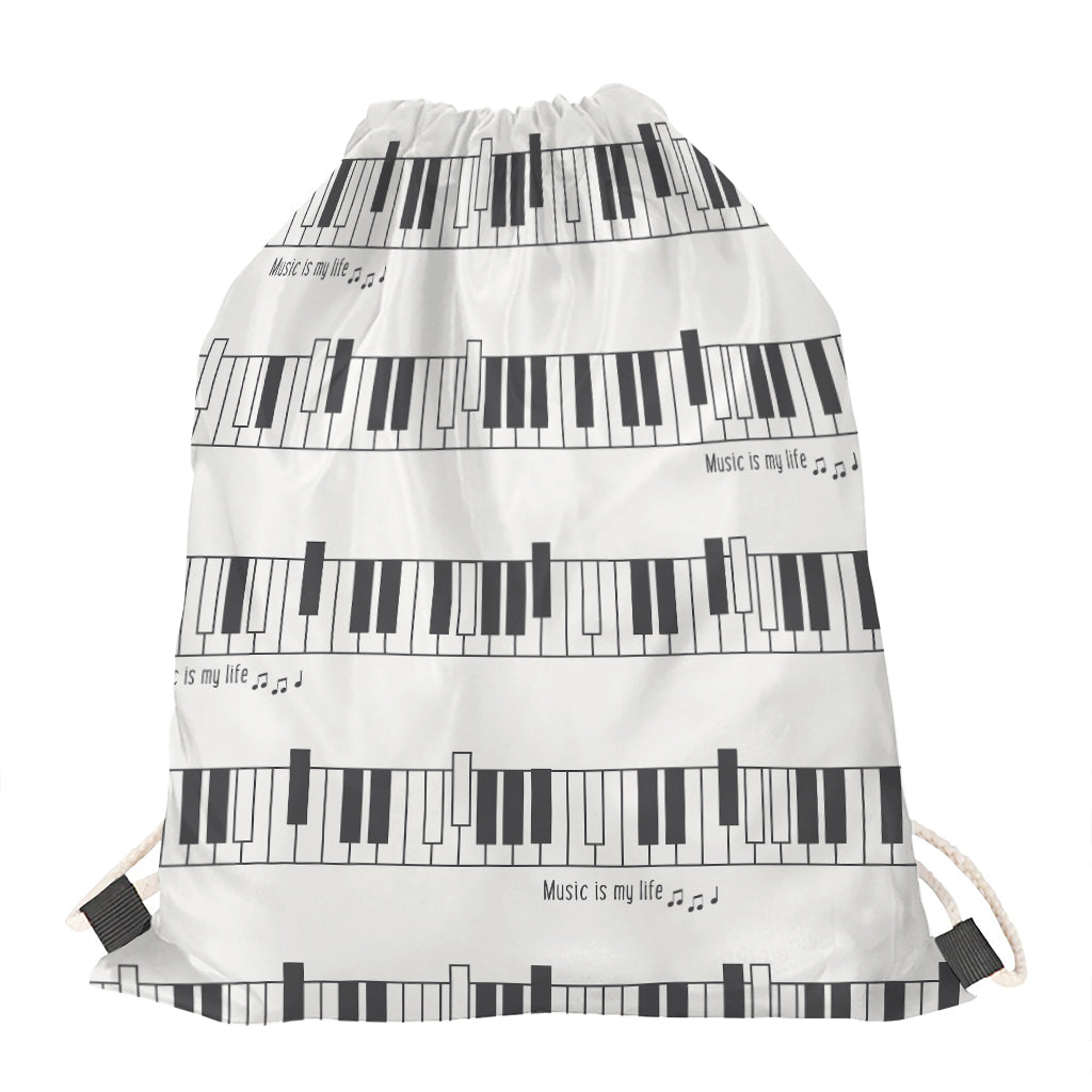 Piano Pattern Print Drawstring Bag