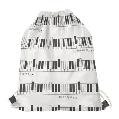 Piano Pattern Print Drawstring Bag