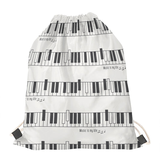 Piano Pattern Print Drawstring Bag