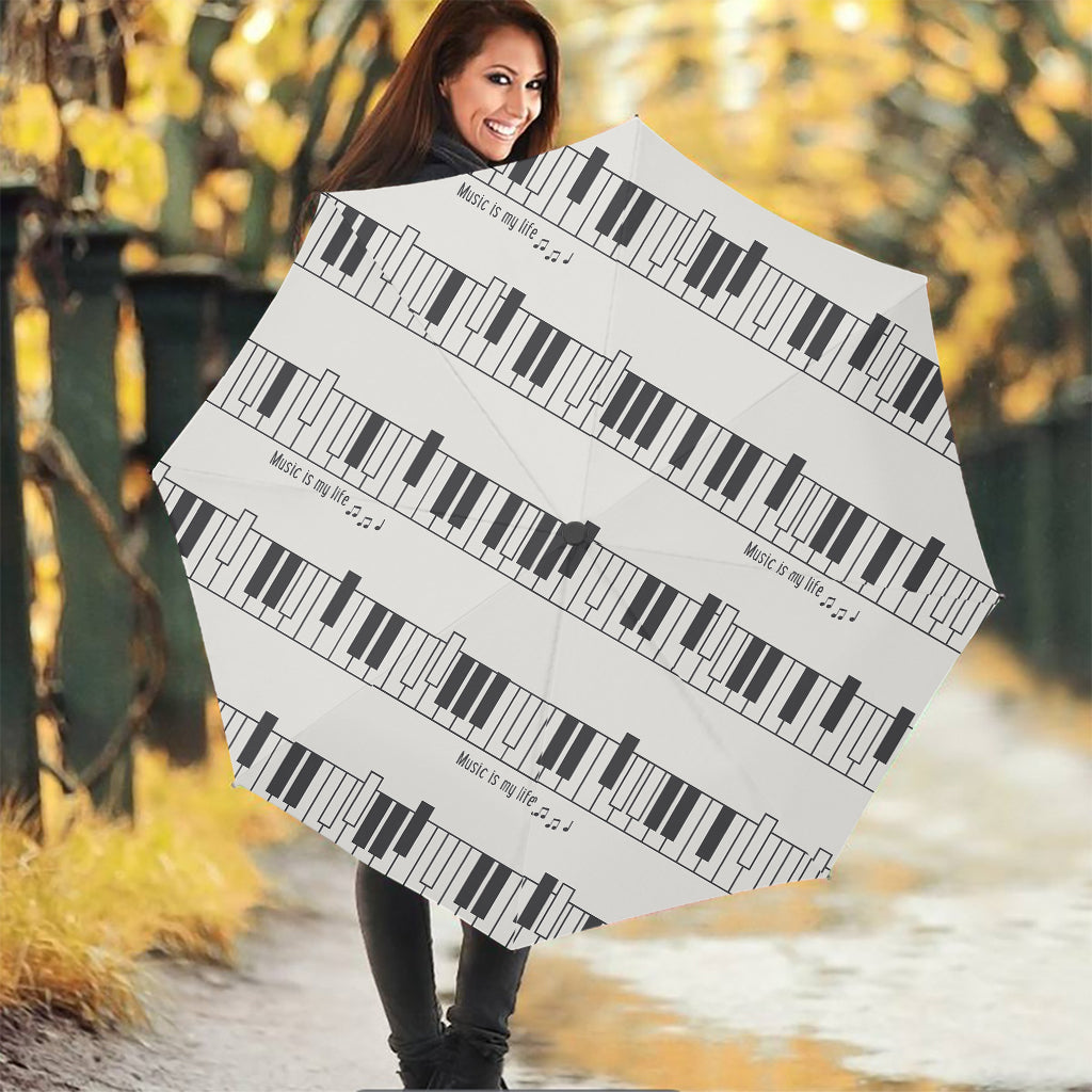 Piano Pattern Print Foldable Umbrella