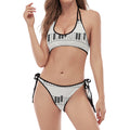 Piano Pattern Print Halter Scoop Tie Side Bikini