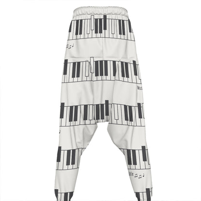 Piano Pattern Print Hammer Pants
