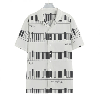 Piano Pattern Print Hawaiian Shirt
