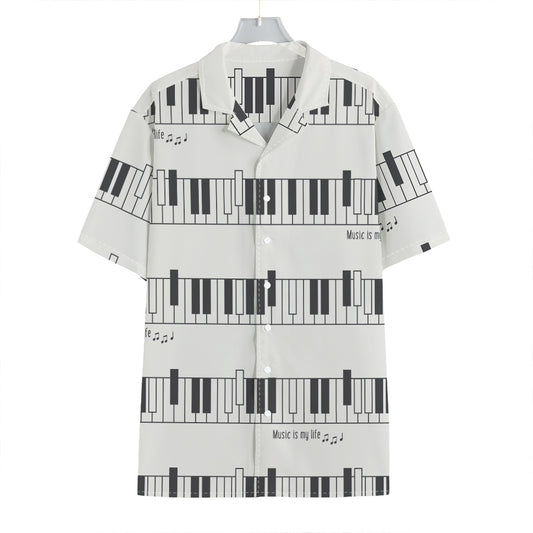 Piano Pattern Print Hawaiian Shirt