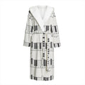 Piano Pattern Print Hooded Bathrobe
