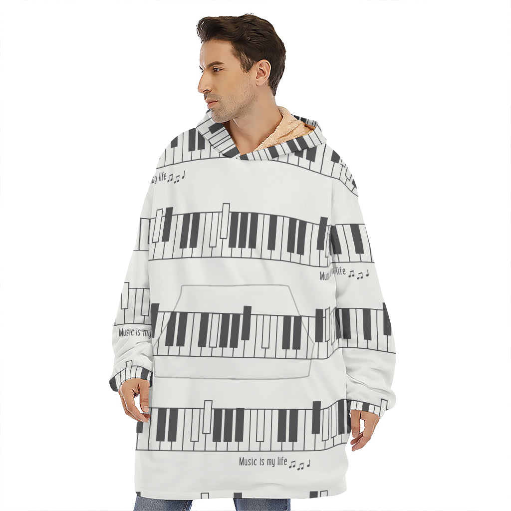 Piano Pattern Print Hoodie Blanket