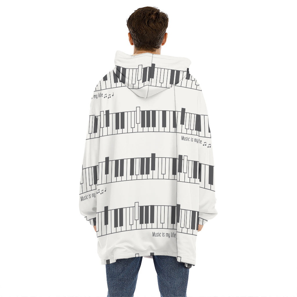 Piano Pattern Print Hoodie Blanket