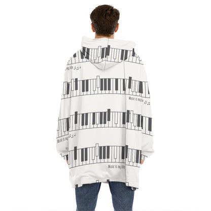 Piano Pattern Print Hoodie Blanket