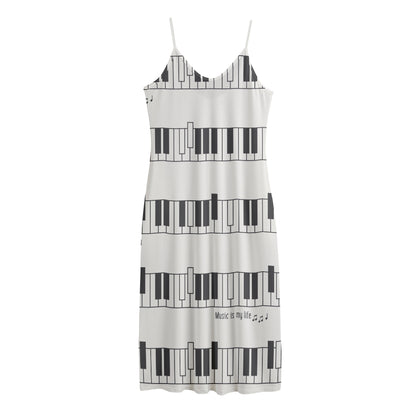 Piano Pattern Print Jersey Midi Cami Dress