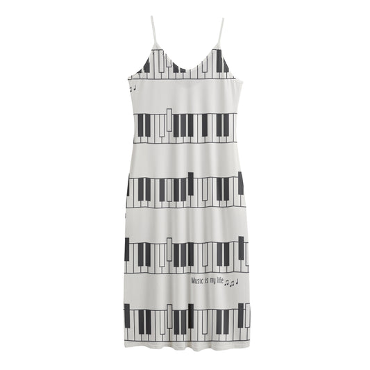 Piano Pattern Print Jersey Midi Cami Dress