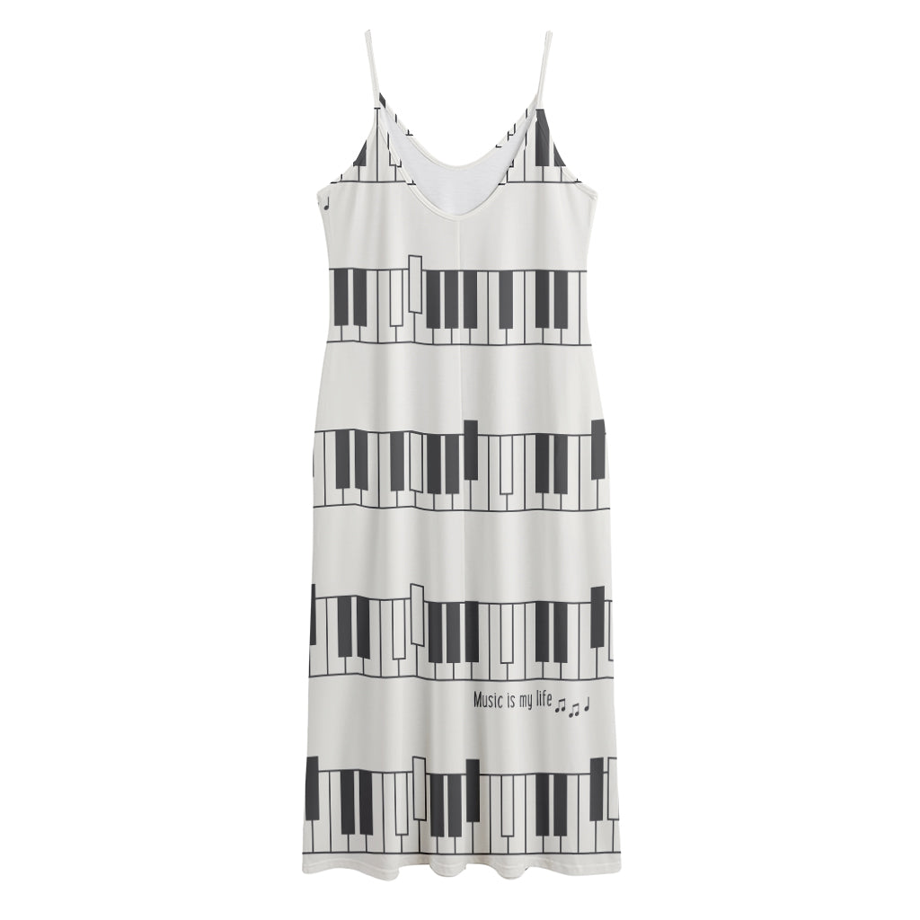 Piano Pattern Print Jersey Midi Cami Dress