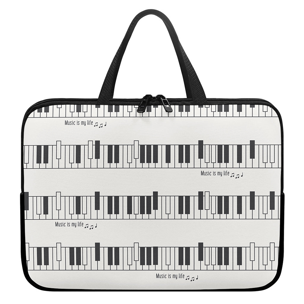 Piano Pattern Print Laptop Sleeve With Handle