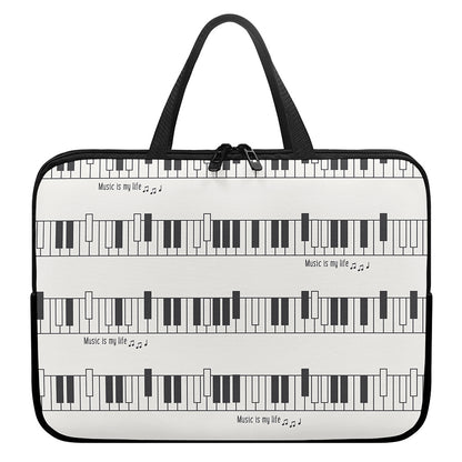 Piano Pattern Print Laptop Sleeve With Handle