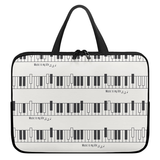 Piano Pattern Print Laptop Sleeve With Handle