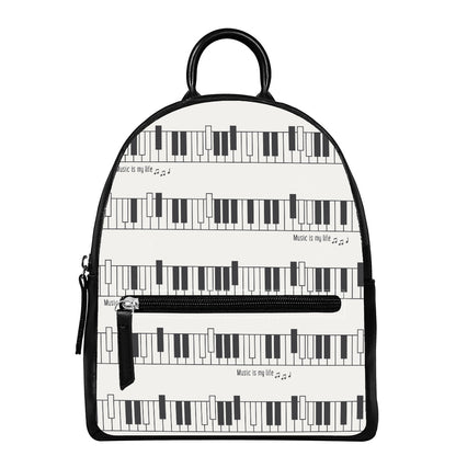 Piano Pattern Print Leather Backpack