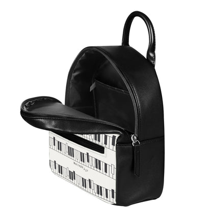 Piano Pattern Print Leather Backpack