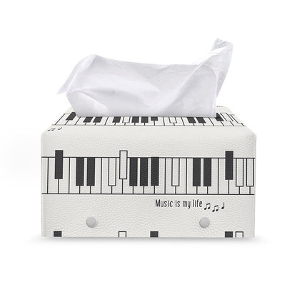 Piano Pattern Print Leather Tissue Box Cover