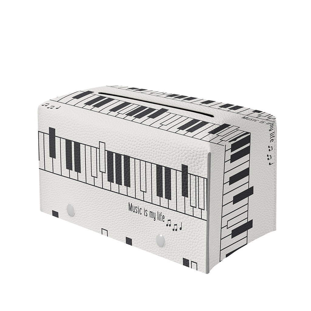 Piano Pattern Print Leather Tissue Box Cover