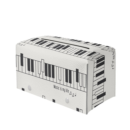 Piano Pattern Print Leather Tissue Box Cover