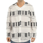 Piano Pattern Print Long Sleeve Baseball Jersey