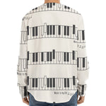 Piano Pattern Print Long Sleeve Baseball Jersey